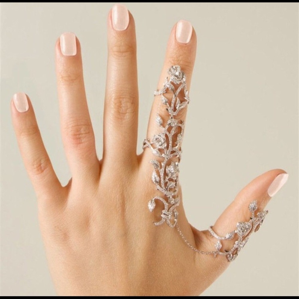 One left! White glass crystal boho cuff